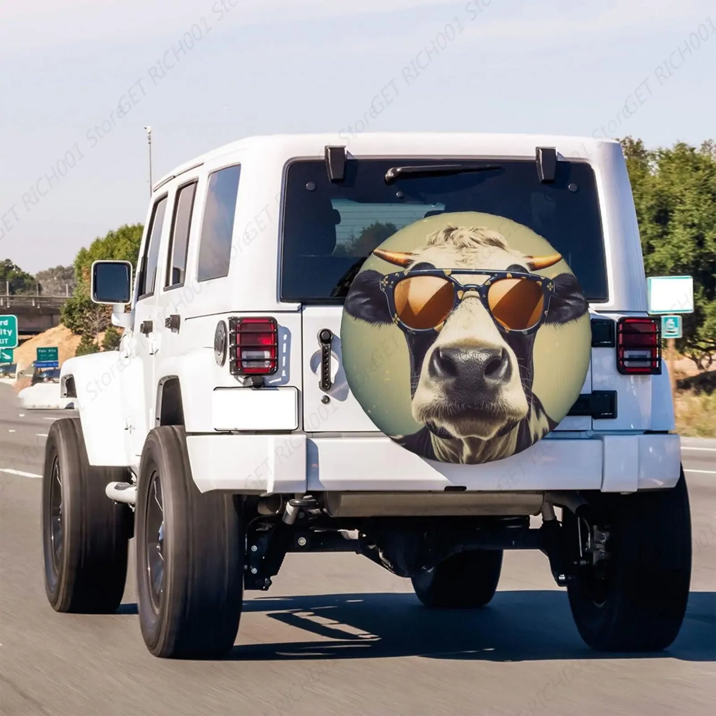 Cool Cow Wearing Sunglasses Spare Tire Cover