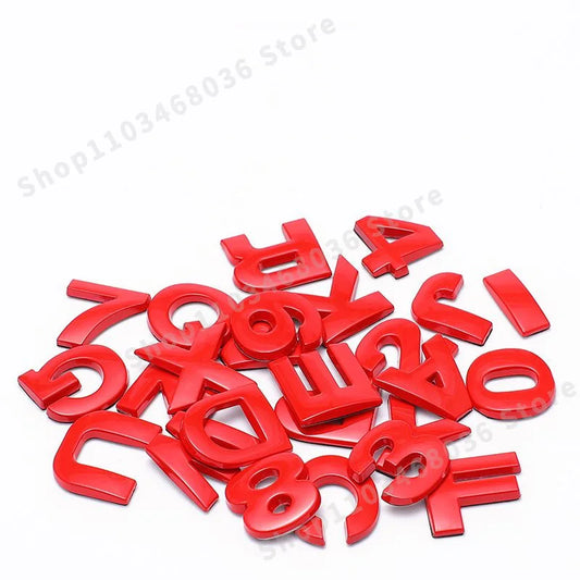 Red Metal Letters Numbers Alphabet Logo