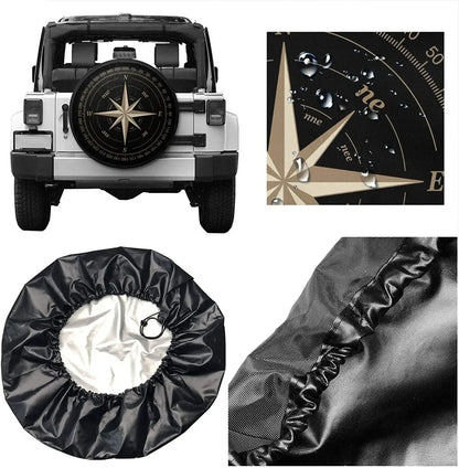 Compass Rose Black Spare Tire Cover UV