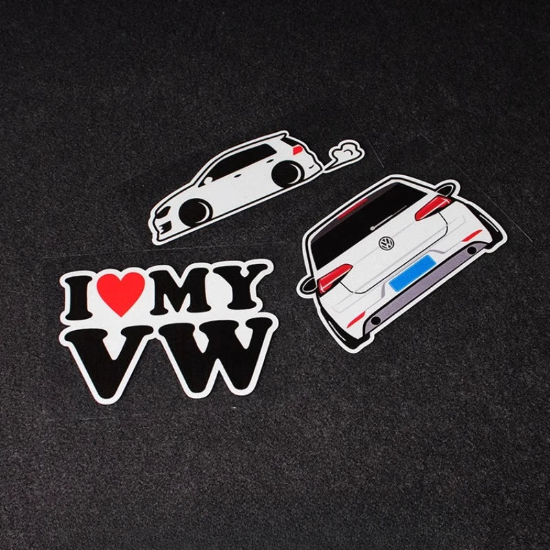 I Love My VW Cartoon Car Stickers f