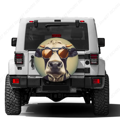 Cool Cow Wearing Sunglasses Spare Tire Cover