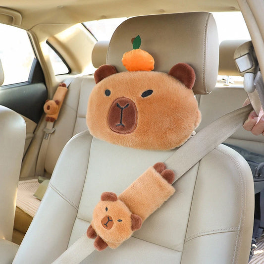 Car Headrest Neck Pillow Capybara Plush Shoulder